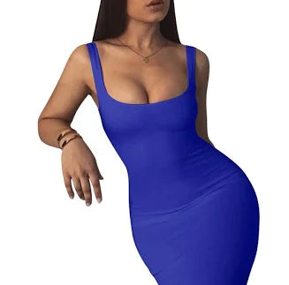 Women's Sleeveless Tank Top Midi Dress