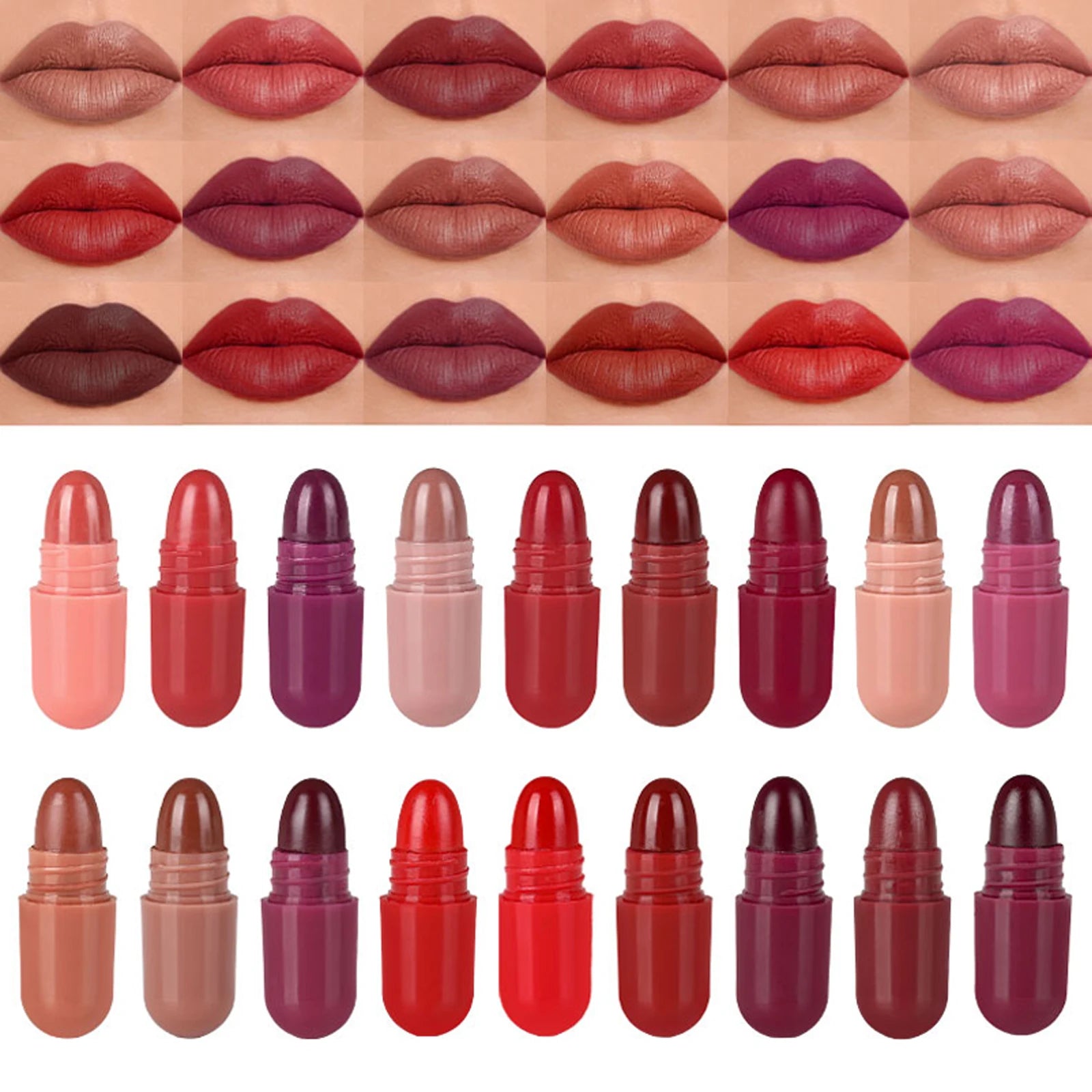 Set 18 mini capsules rouges à lèvres mat colorées TrendNest Suisse