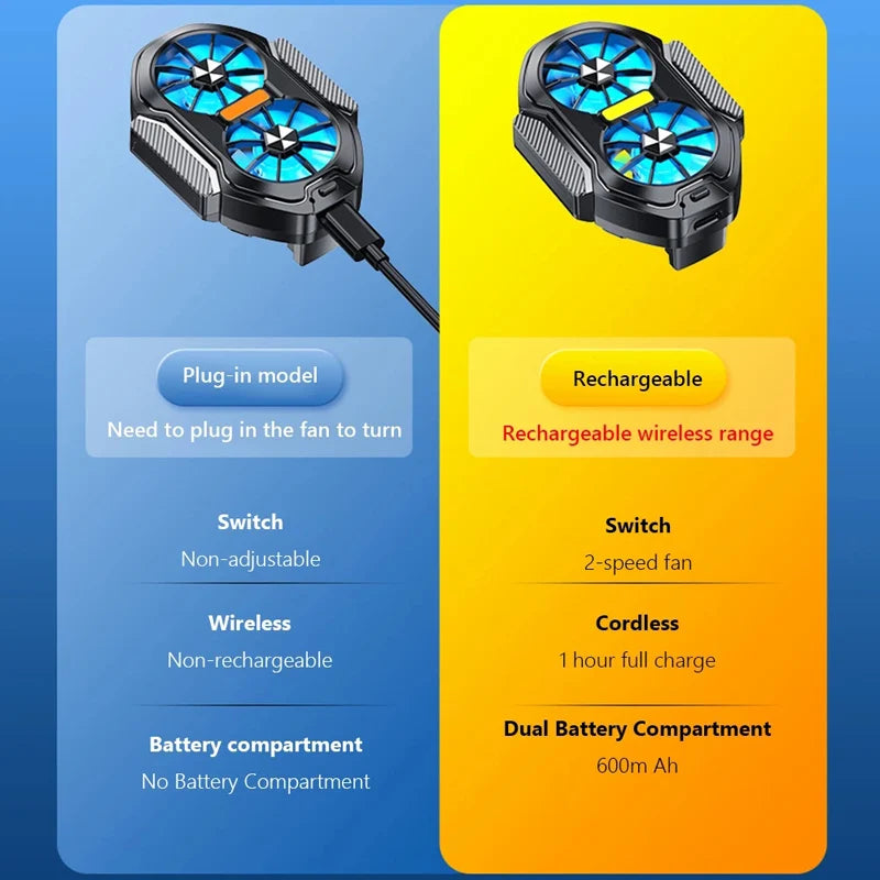 Ventilateur double turbine rechargeable smartphone gaming TrendNest