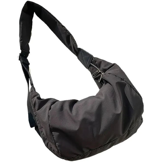 Minimalist Crescent Nylon Hobo Crossbody Bag