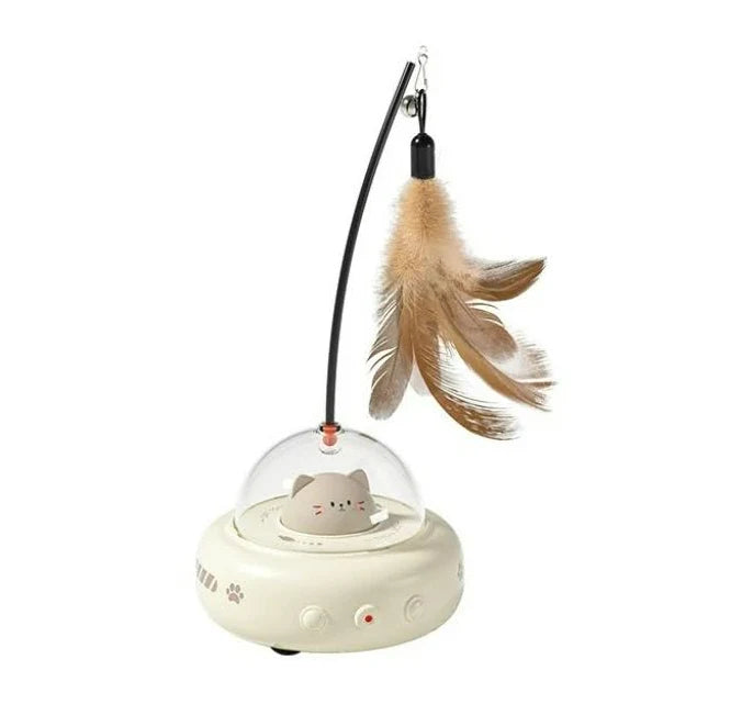 UFO 3-in-1 Automatic Interactive Cat Toy, Laser + Feather + Smart Obstacle Avoidance, USB