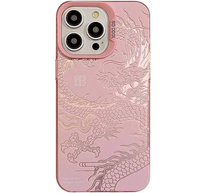 Luxury Dragon Embossed Phone Case for iPhone 15 Pro Max Plus 14 13 12 11 Pink Purple Green Black