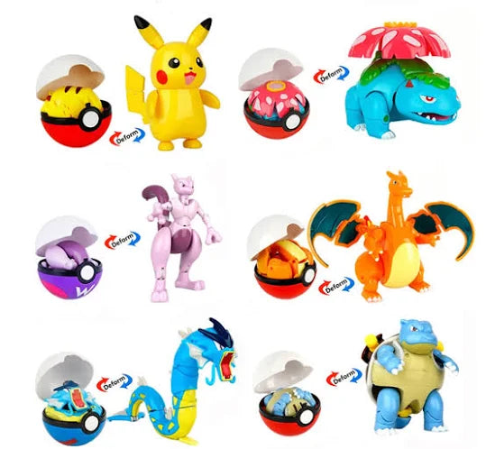 High Quality Pokemon Ball Deformation Toy Pikachu Mewtwo Gyarados Pocket Monster Pokeball Pokemon