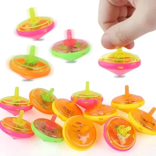 5 Pack LED Flashing Mini Spinning Tops Multicolored with Gyroscope Kids Novelty Bulk Spin Toys Party